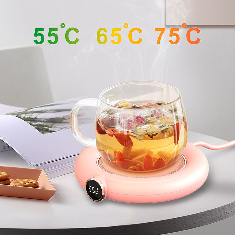 USB Electric Mug Warmer Plate with LED Display – Adjustable 3-Level Heating for Home & Office